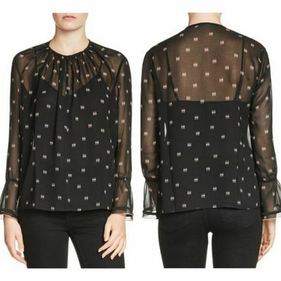 Maje Black Litea Printed Voile Blouse Size S - Picture 12 of 12